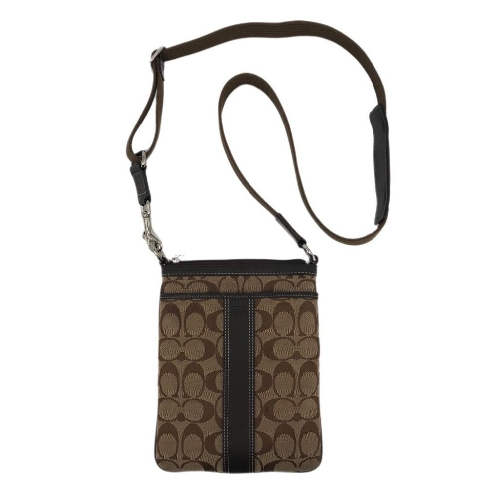 Coach Brown Leather Crossbody Coin Wallet | Adjustable Strap - Picture 1 of 6